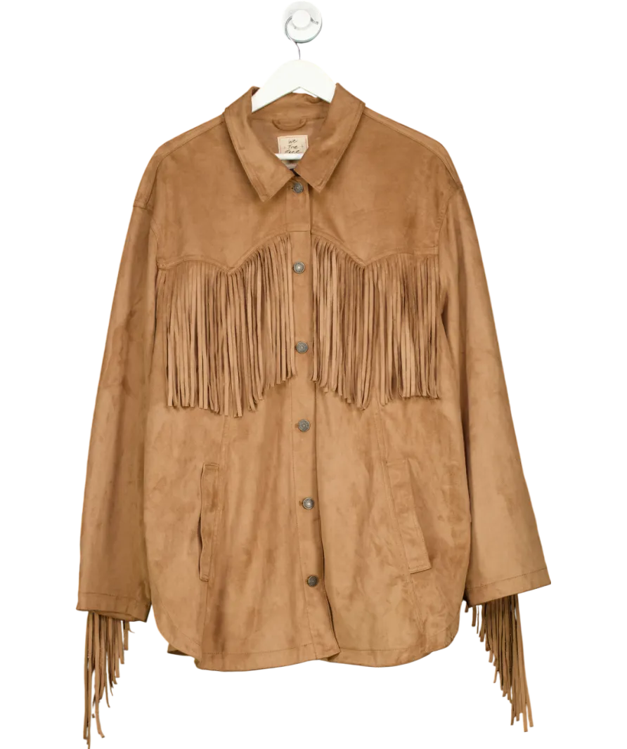 Beige We The Free Fringe Out Vegan Suede Jacket UK 20