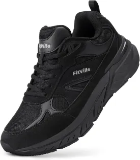FitVille Wide Walking Shoes for Men Extra Wide Width Sneakers with Arch Support for Flat Feet Heel Pain Relief Plantar Fasciitis - Rebound NEO V1