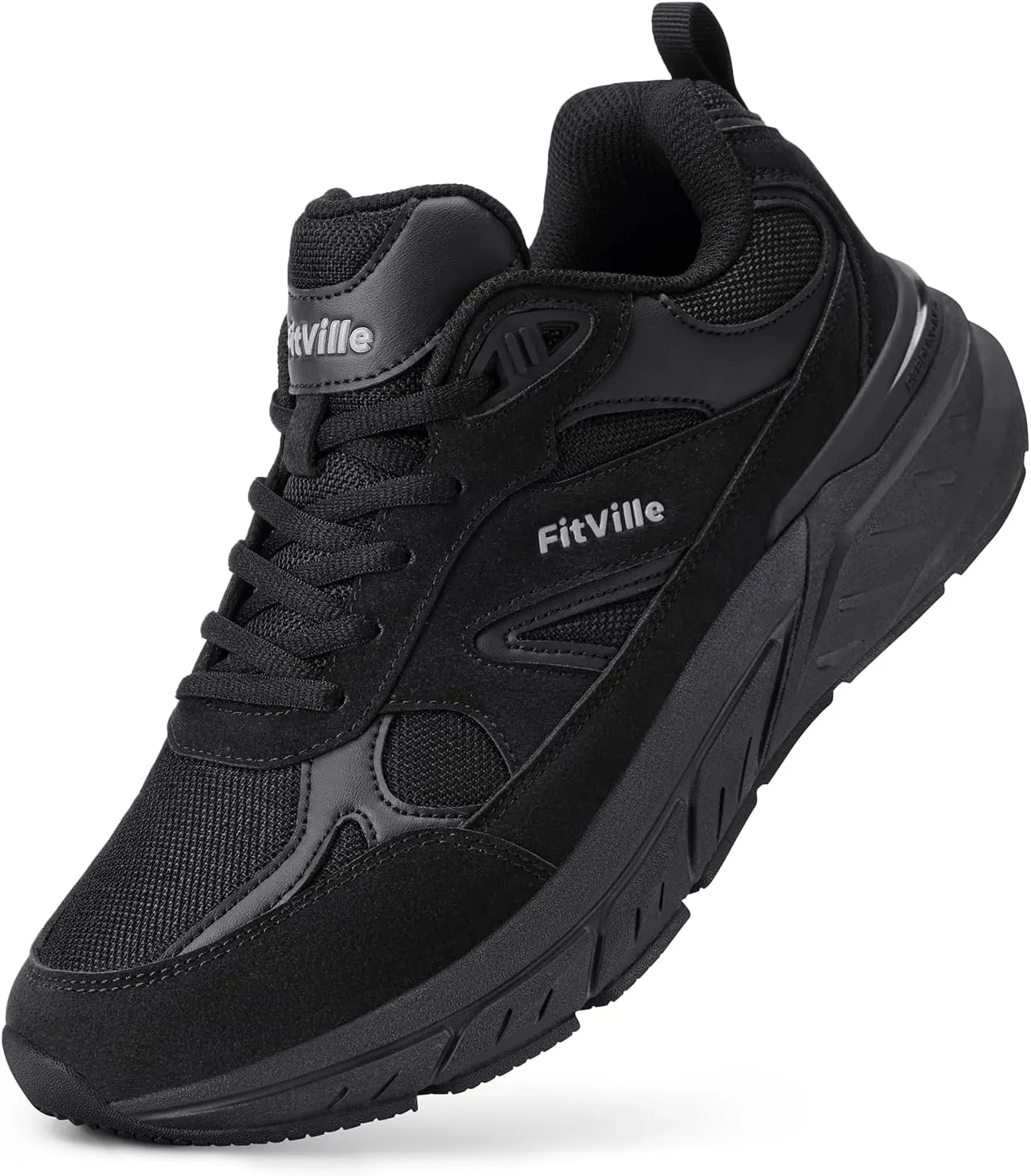 FitVille Wide Walking Shoes for Men Extra Wide Width Sneakers with Arch Support for Flat Feet Heel Pain Relief Plantar Fasciitis - Rebound NEO V1
