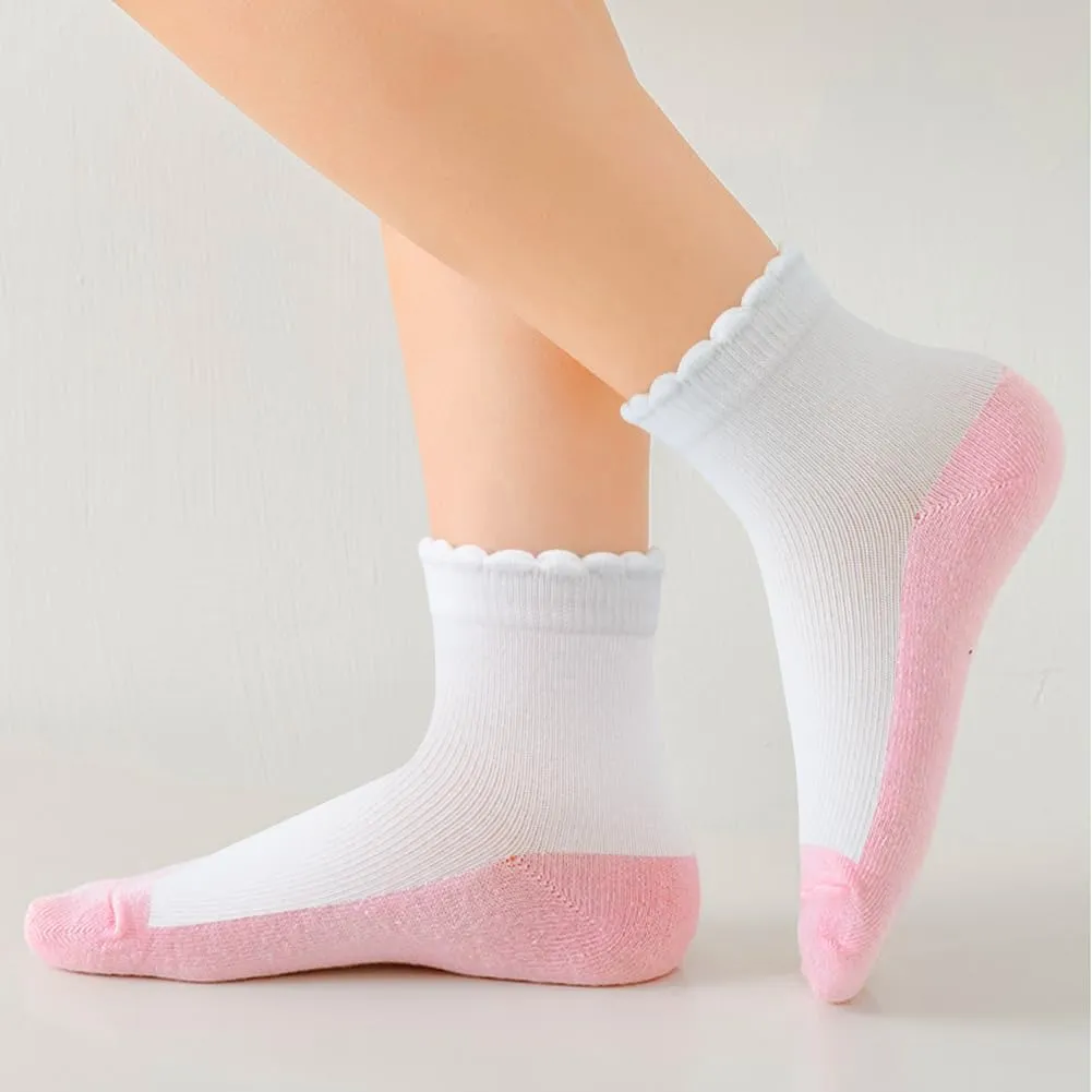 Looching 6 Pack Toddler Baby Girls Boys No Show Ankle Socks Cotton White Mesh Thin Low Cut Socks Kids 1-8Years