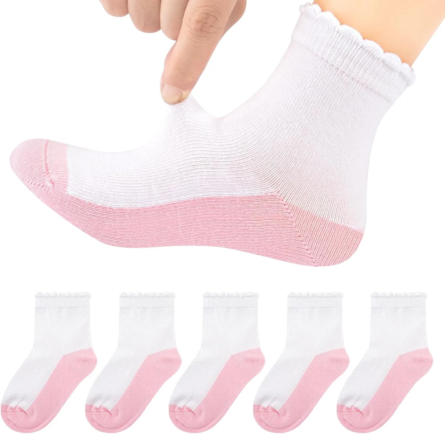 Looching 6 Pack Toddler Baby Girls Boys No Show Ankle Socks Cotton White Mesh Thin Low Cut Socks Kids 1-8Years
