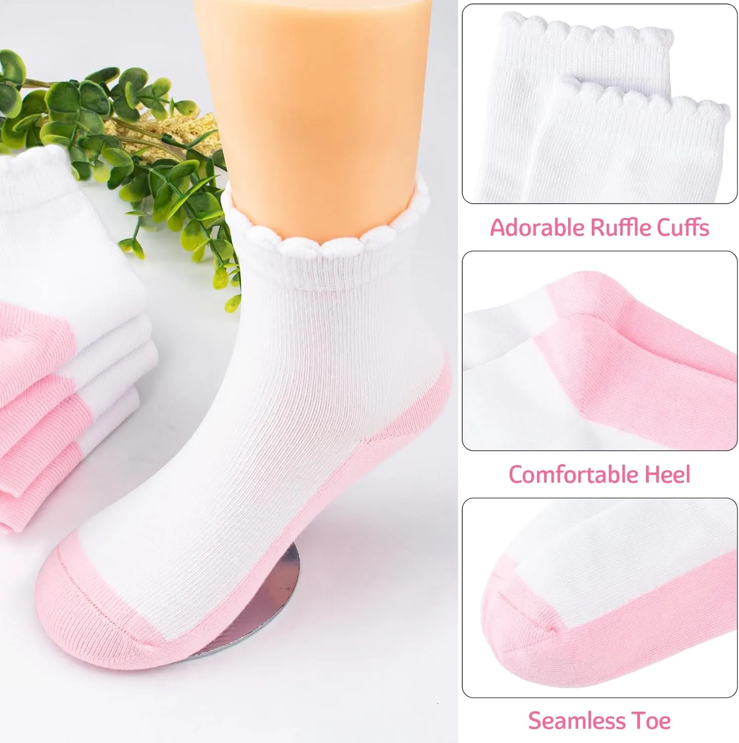 Looching 6 Pack Toddler Baby Girls Boys No Show Ankle Socks Cotton White Mesh Thin Low Cut Socks Kids 1-8Years
