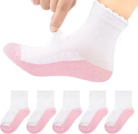Looching 6 Pack Toddler Baby Girls Boys No Show Ankle Socks Cotton White Mesh Thin Low Cut Socks Kids 1-8Years