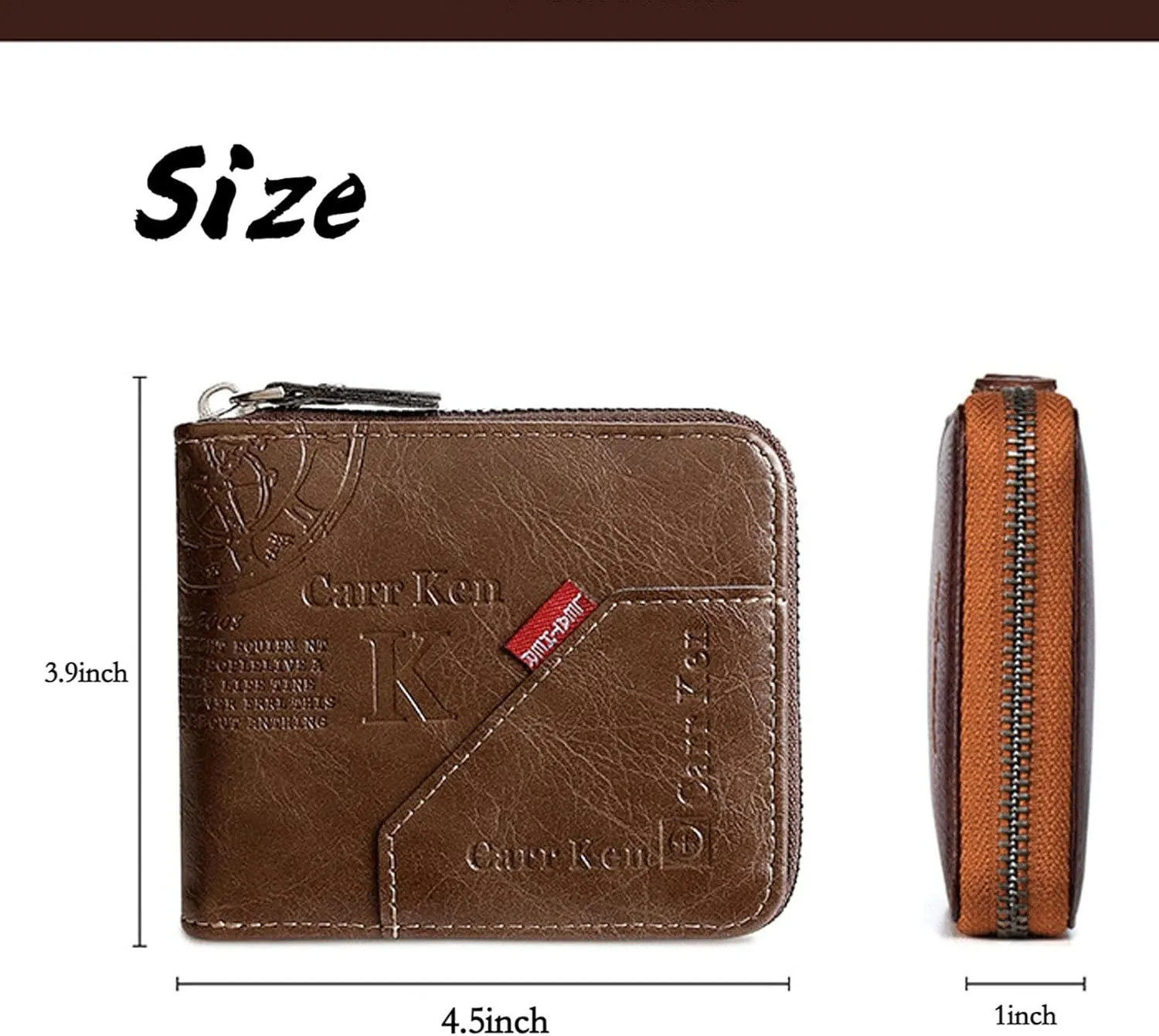 Mens wallet Leather wallet men Wallet Zipper RFID Bifold Wallet for Men ID card Window Credit Card Coin Photo Multifunction Card Slots Gift for Him,Black