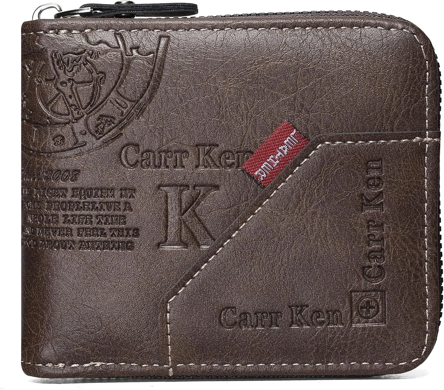 Mens wallet Leather wallet men Wallet Zipper RFID Bifold Wallet for Men ID card Window Credit Card Coin Photo Multifunction Card Slots Gift for Him,Light Brown