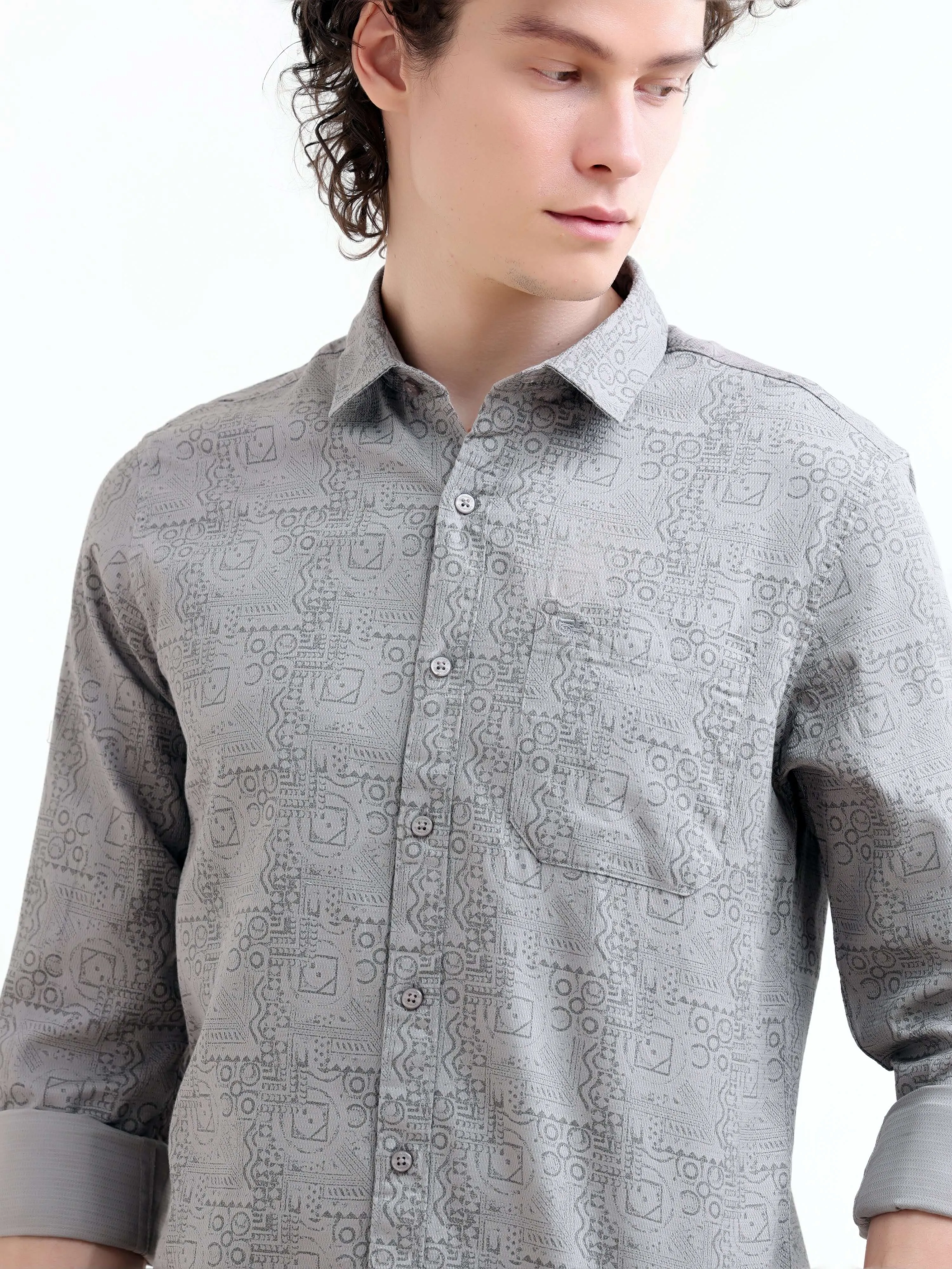 Optimal title: Gray floral printed Misa Trib shirt