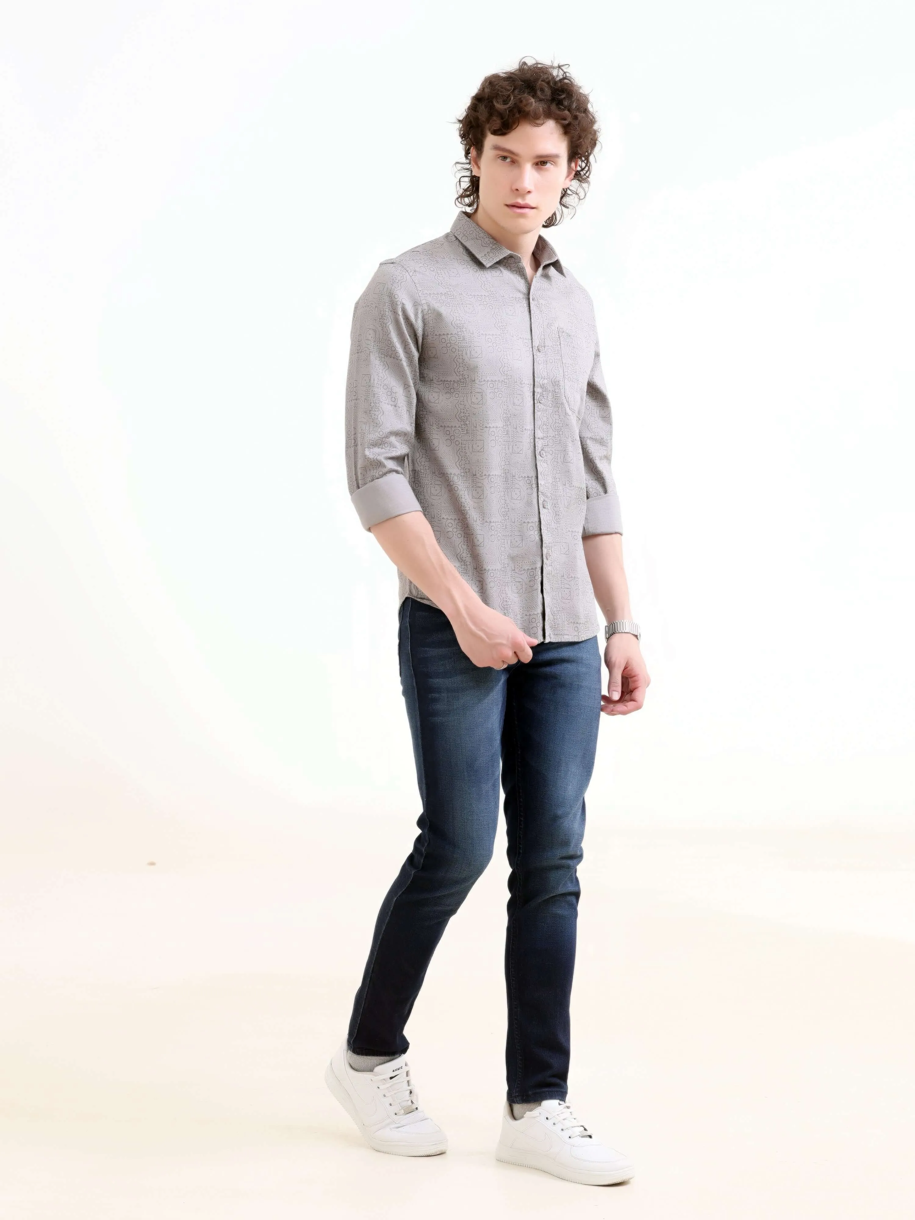 Optimal title: Gray floral printed Misa Trib shirt