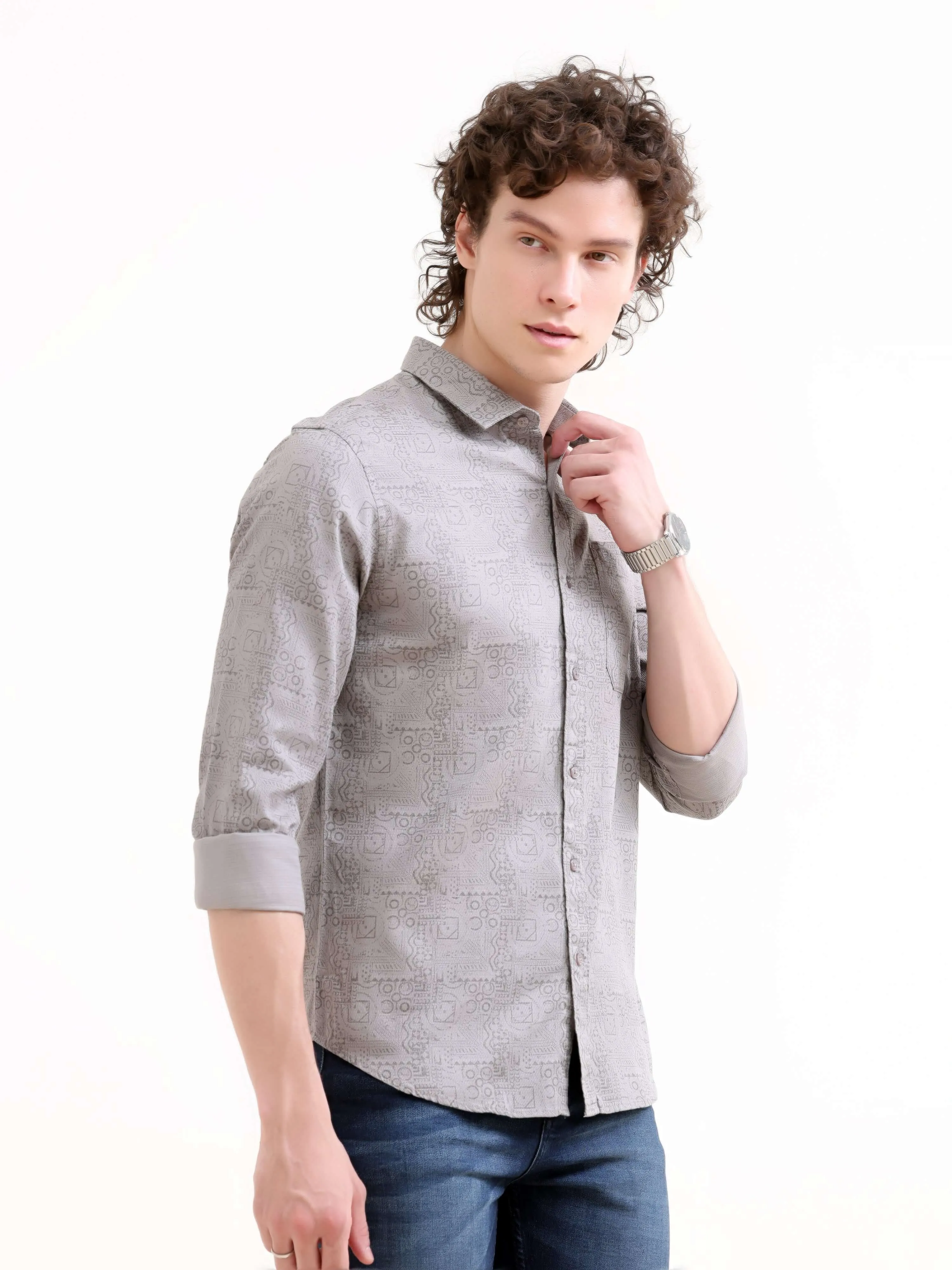 Optimal title: Gray floral printed Misa Trib shirt