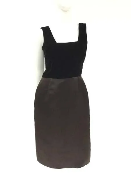 Oscar de la Renta Brown Satin and Mink Ensemble