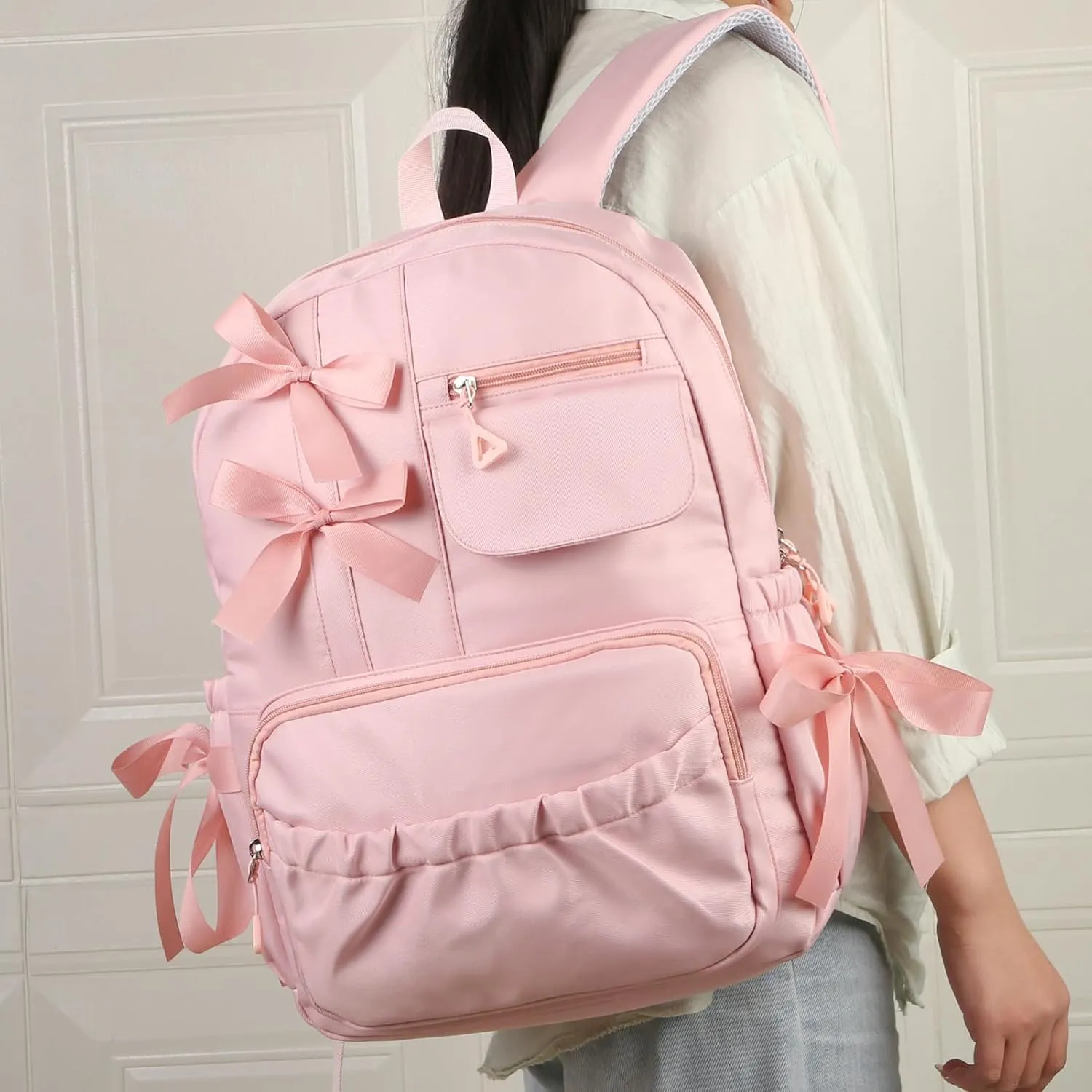 Phaoullzon Girls Backpack with Bow for School Kids Coquette Bookbag Kawaii Dance Bag