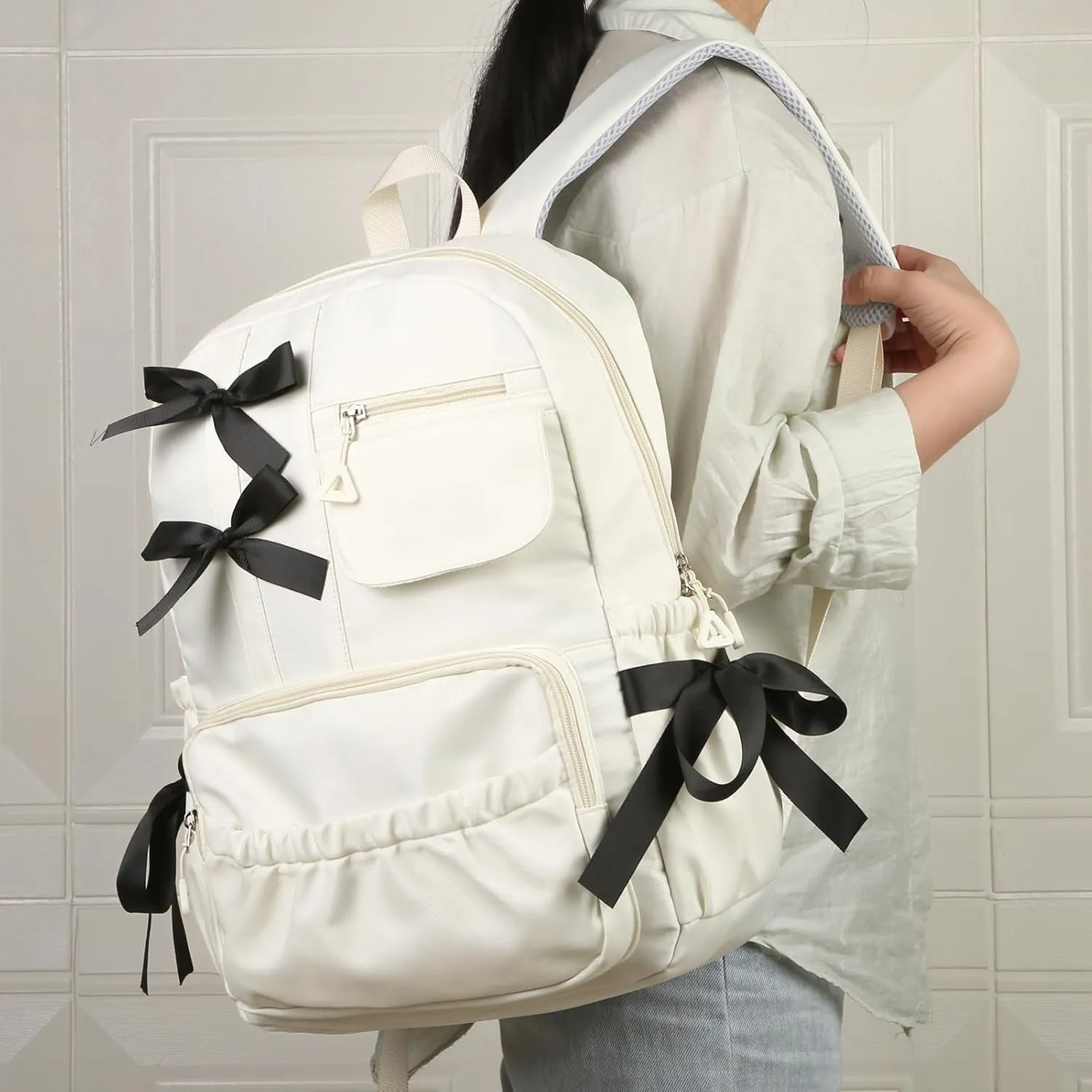 Phaoullzon Girls Backpack with Bow for School Kids Coquette Bookbag Kawaii Dance Bag