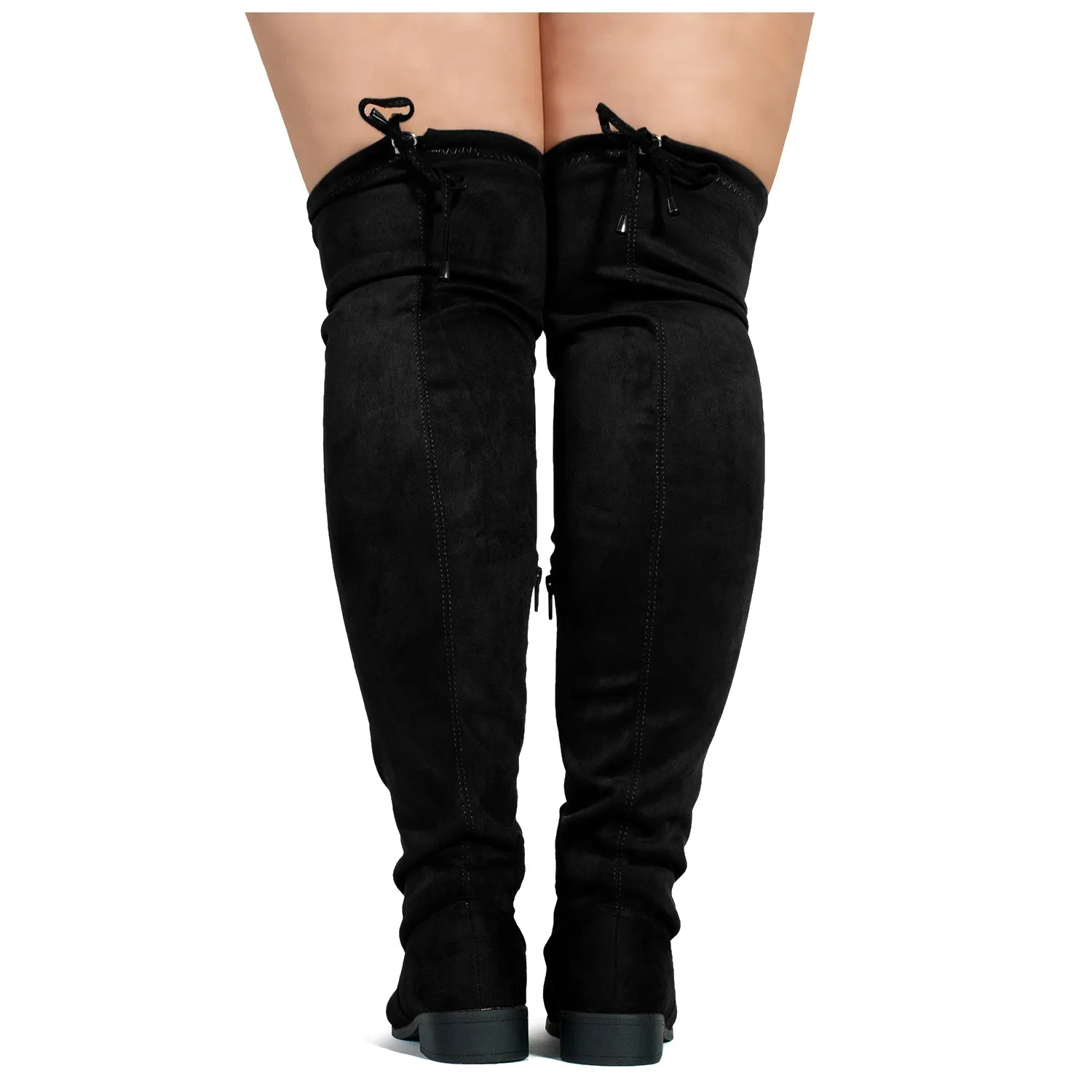 "Wide Calf" Stretchy Over The Knee Riding Boots  BLACK