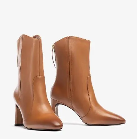 Unisa Werner Premium Tan Leather High Heel Ankle Boots