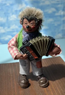 Vintage Hegdehog Mecki Male Character with Accordian